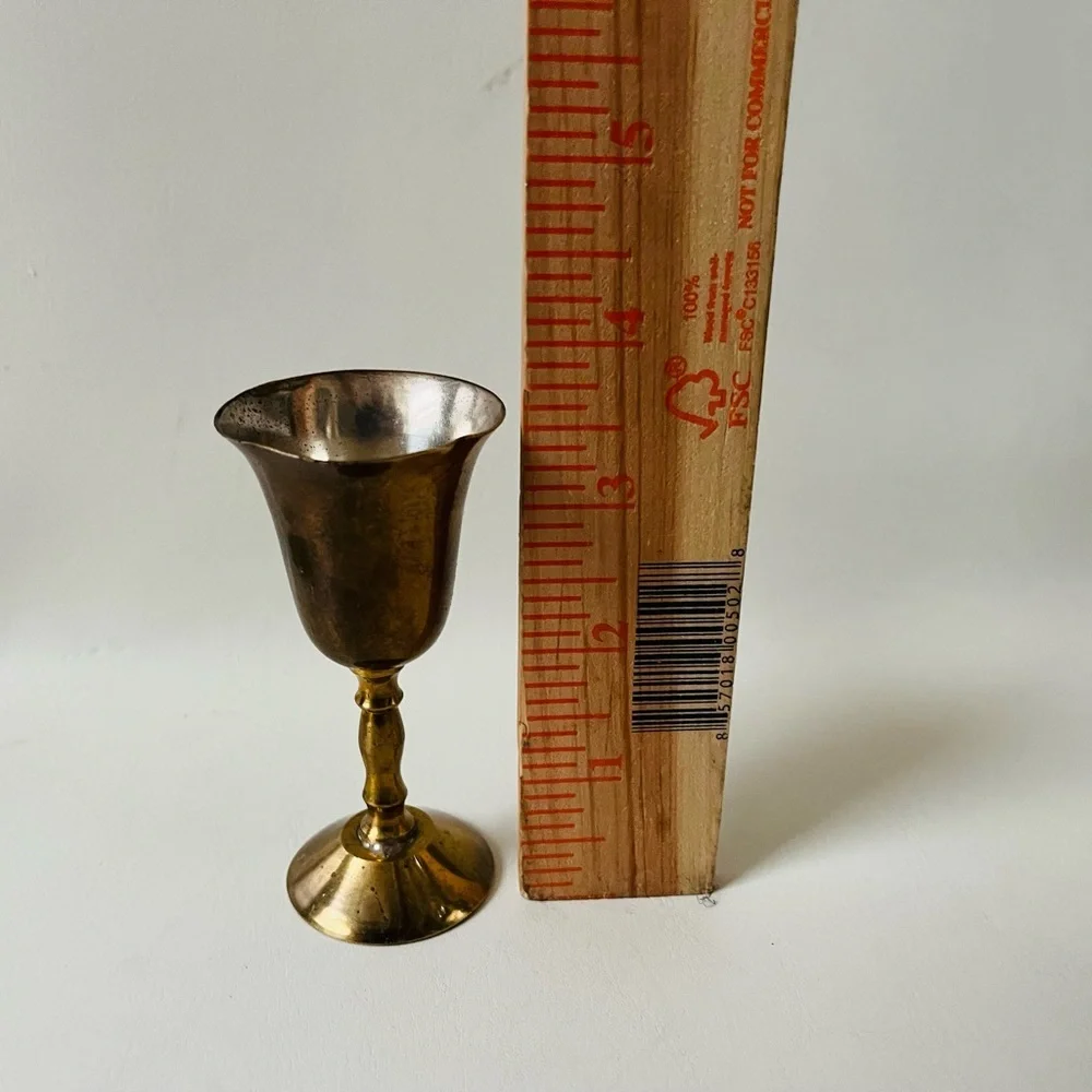 Elegant Brass and Silver Goblet Set with Tray